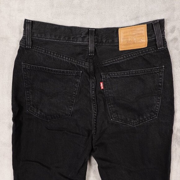 Levi's jeans 70's high slim straight women's 28 black denim big E red tab - Picture 11 of 16